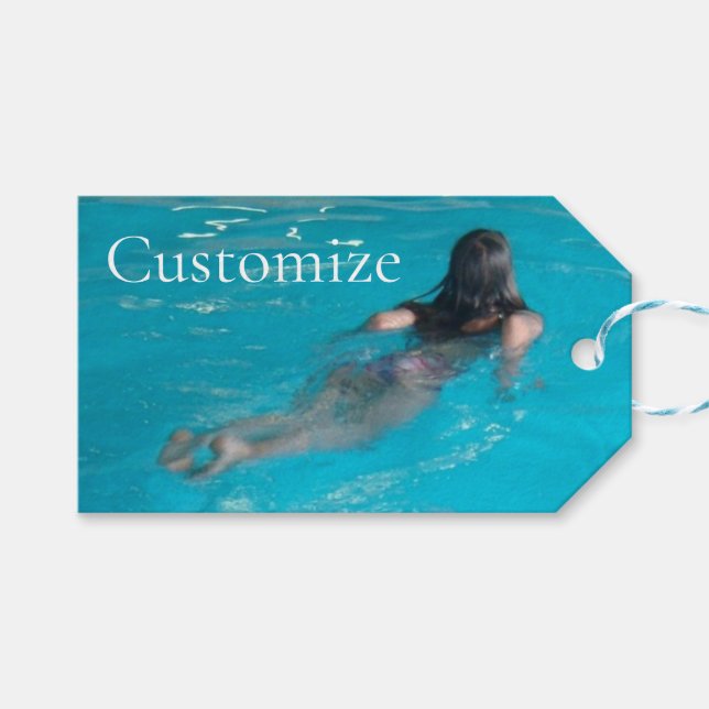 Étiquettes-cadeau Modèle féminin natation Thunder_Cove (Devant (Horizontal))