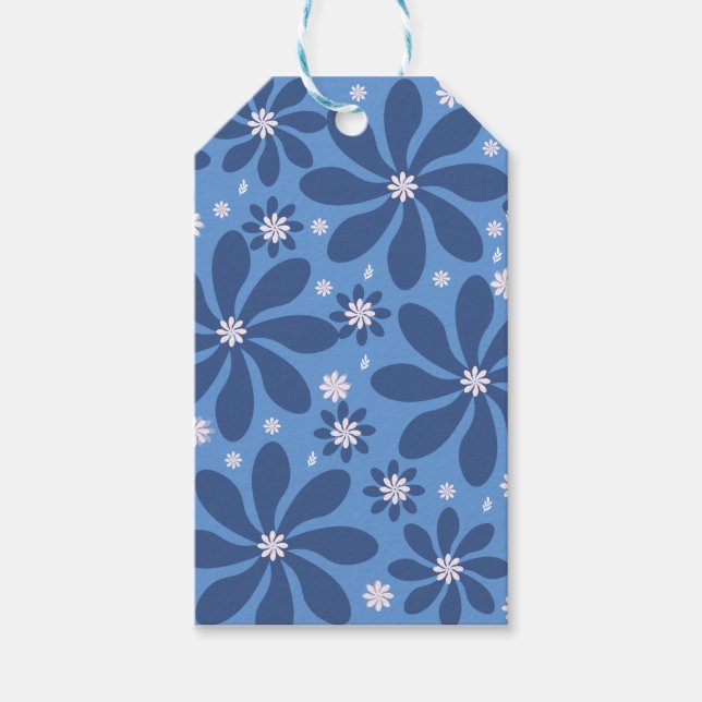 Étiquettes-cadeau Modèle Floral Bleu - Accès Élégant (Devant)