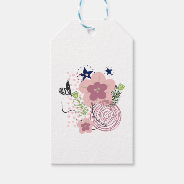 Étiquettes-cadeau Modèle floral mou (Devant)
