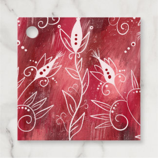 Étiquettes Cadeau Modèle Floral rouge