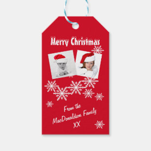 Étiquettes-cadeau Modèle photo rouge de Joyeux Noël d'Instagram de