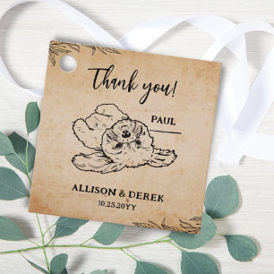 Étiquettes Cadeau Modèle rustique de chien mignon Mariage personnali