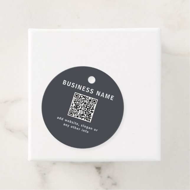 Étiquettes Cadeau Modèle simple pour votre code QR | Gris charbon (En situation)