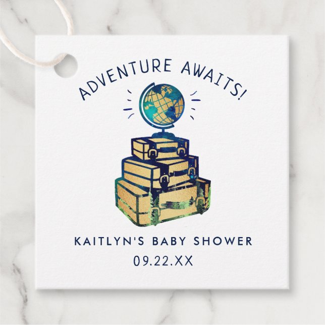 Étiquettes Cadeau Modern Adventure Travel Baby shower (Devant)