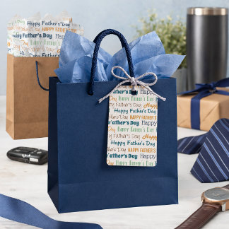 Étiquettes-cadeau Modern Blue Gold Green Typography Father’s Day