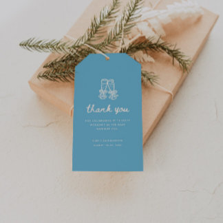 Étiquettes-cadeau Modern Blue Script Bachelorette Party Thank You
