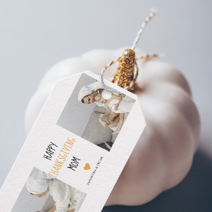 Étiquettes-cadeau Modern Collage Photo Bon thanksgiving Maman