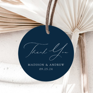 Étiquettes Cadeau Modern Elegance Navy Wedding Thank You