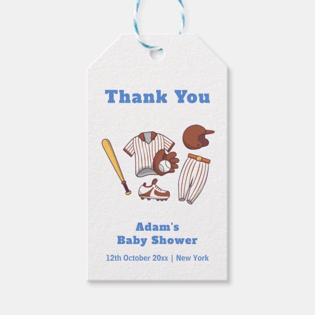 Étiquettes-cadeau Modern Little Slugger Baseball Sport Baby Shower  (Devant)