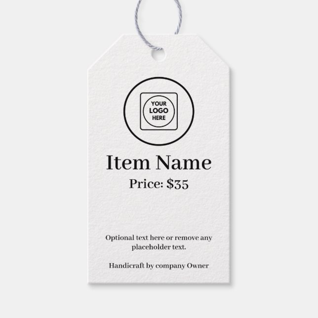 Étiquettes-cadeau Modern Logo Simple Custom Business Label price tag (Devant)