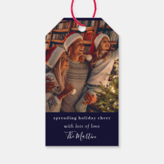 Étiquettes-cadeau Modern Minimal Christmas Couple Photo Design