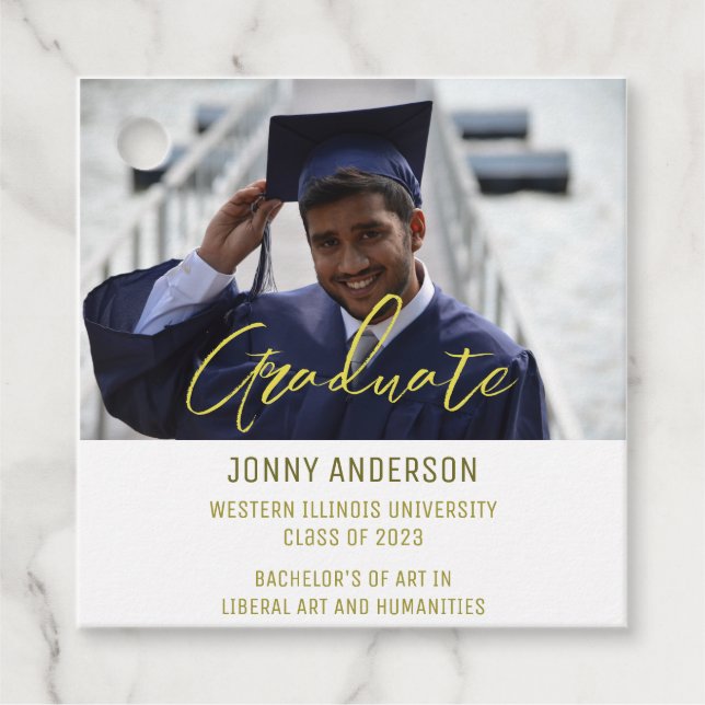 Étiquettes Cadeau Modern Minimalist Photo and Script (Devant)