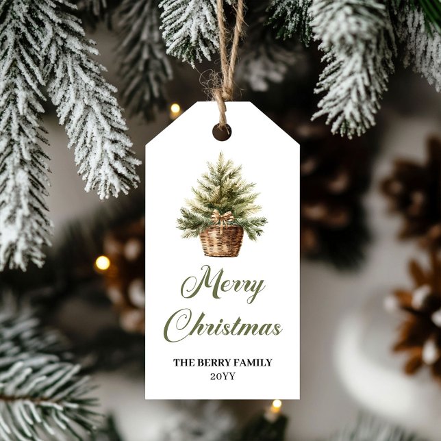 Étiquettes-cadeau Modern Neutral Christmas Tree Holiday Gift Label (Modern Neutral Christmas Tree Holiday Gift Label)