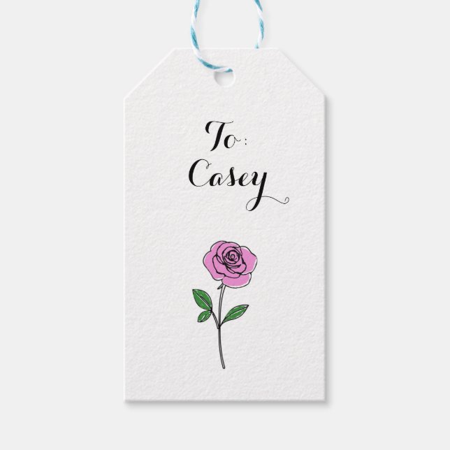 Étiquettes-cadeau Modern Pink Rose Custom Name (Devant)