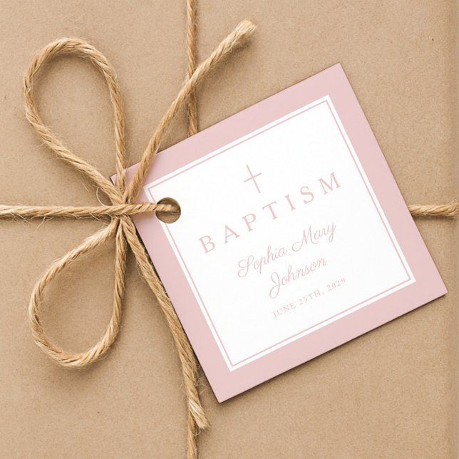 Étiquettes Cadeau Modern Pink Thank You Girl Baptism (Modern Pink Thank You Girl Baptism Favor Tags)