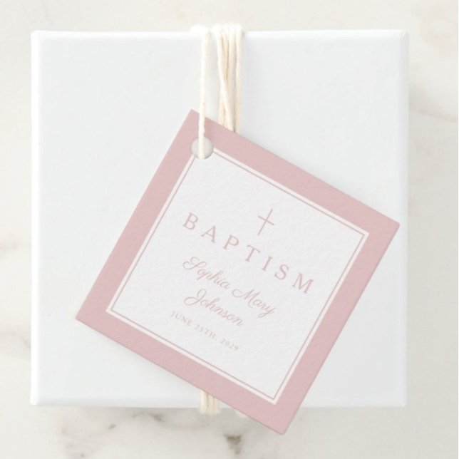 Étiquettes Cadeau Modern Pink Thank You Girl Baptism (Modern Pink Thank You Girl Baptism Favor Tags)