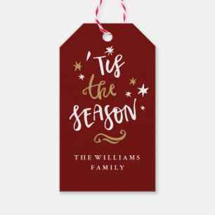 Étiquettes-cadeau Modern Red Gold 'Tis The Season Tags cadeaux