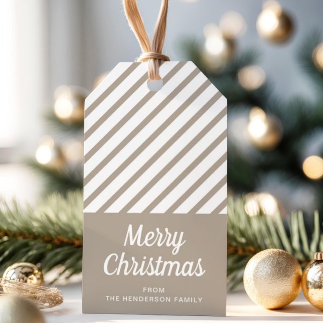 Étiquettes-cadeau Modern Stripes Joyeux Noël (Modern Stripes Merry Christmas Gift Tags)