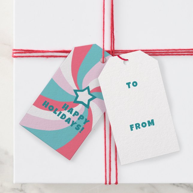 Étiquettes-cadeau Modern Swirl HAPPY HOLIDAYS CUSTOM Green TO FROM (Modern Swirl HAPPY HOLIDAYS CUSTOM Green TO FROM Christmas Gift Tags
)