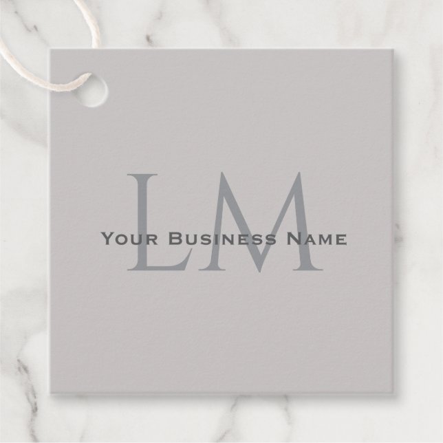 Étiquettes Cadeau Modern Taupe Gray Monogram Branding (Devant)