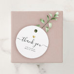 Étiquettes Cadeau Modern Thank You Script Chic Gold Heart Wedding<br><div class="desc">This modern chic printed gold heart wedding thank you gift favor tag features hand-lettered script calligraphy alongside your names in elegant serif typography. Space for additional message on the back. This is the black and white version.</div>