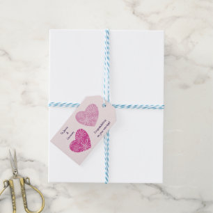 Étiquettes-cadeau Modern Twin Hearts Félicitations pour votre mariag
