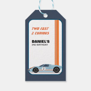 Étiquettes-cadeau Modern Two Fast Race Car Boy 2e anniversaire