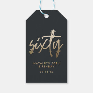 Étiquettes-cadeau Moderne 60e anniversaire simple élégant script élé