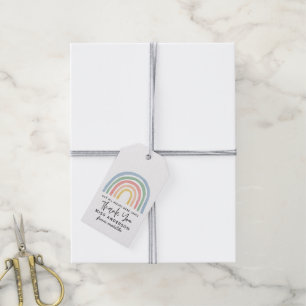 Étiquettes-cadeau Moderne aquarelle arc-en-ciel professeur merci cad