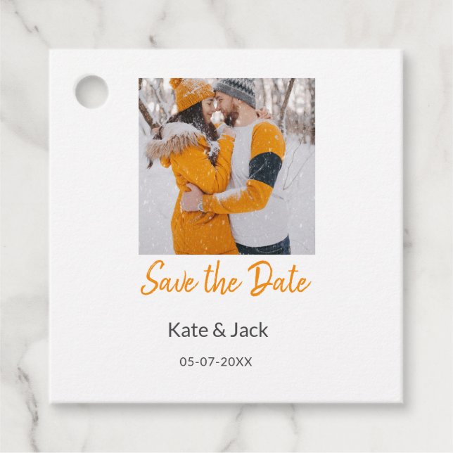 Étiquettes Cadeau Moderne boho enregistrer la date ajouter QR nom da (Devant)