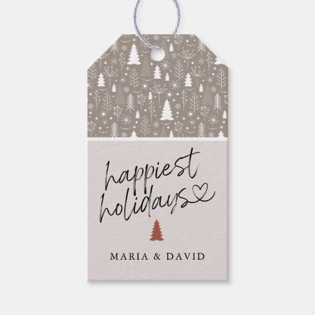 Étiquettes-cadeau Moderne carte de vœux personnalisée avec calligrap (Devant)