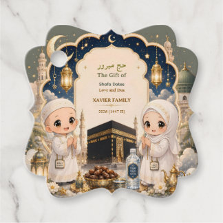 Étiquettes Cadeau Moderne Chibi Hajj Mabroor Personnalisé