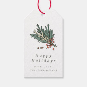 Étiquettes-cadeau Moderne Chic Noël Joyeux vacances Salutation