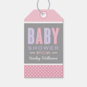 Étiquettes-cadeau Moderne Chic Type rose et violet Baby shower fille