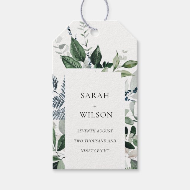 Étiquettes-cadeau Moderne Chic vert feuillage Tropical Mariage (Devant)