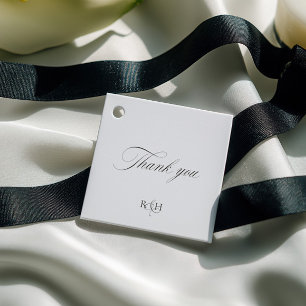 Étiquettes Cadeau Moderne Classique Monogramme Remerciement Mariage 