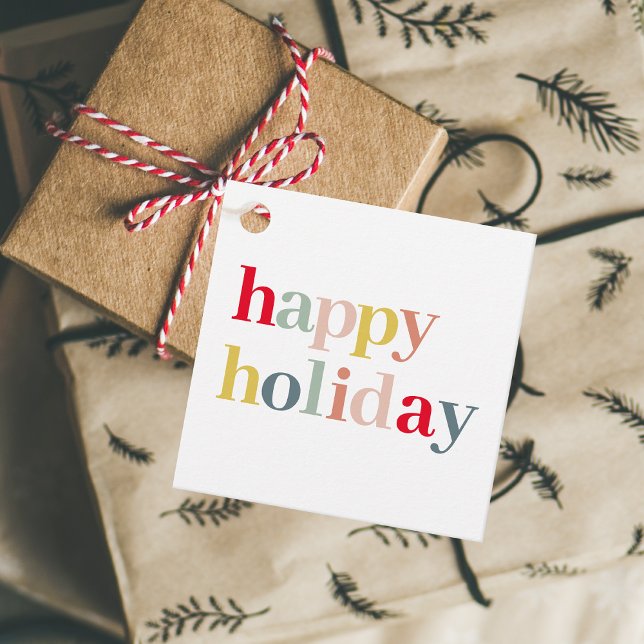 Étiquettes Cadeau Moderne Coloré Joyeux Vacances (Créateur téléchargé)