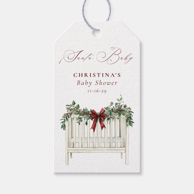 Étiquettes-cadeau Moderne Cute Elegant Père Noël Baby Baby shower (Devant)