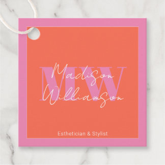 Étiquettes Cadeau Moderne Écriture Minimaliste Rose Orange