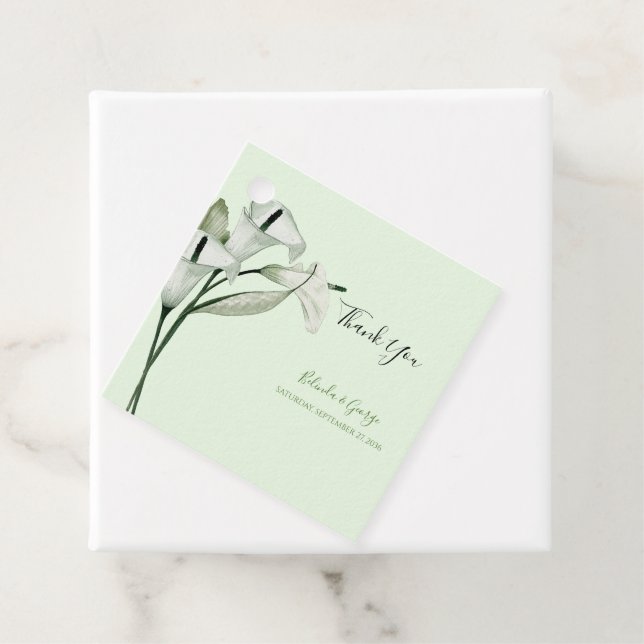 Étiquettes Cadeau Moderne Elégant blanc Calla Lilies Mariage (En situation)