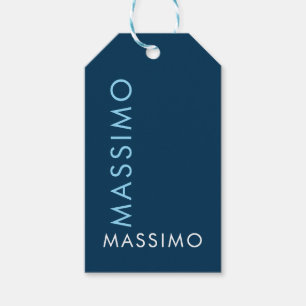 Étiquettes-cadeau Moderne Élégant Minimaliste Simple Nom Bleu Prussi