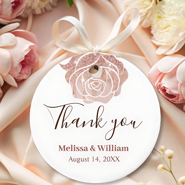 Étiquettes Cadeau Moderne Élégant rose simple or Mariage Merci (Créateur téléchargé)