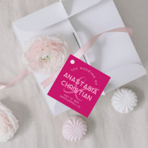 Étiquettes Cadeau Moderne et Gras Mariage Magenta