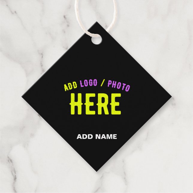 ÉTIQUETTES CADEAU MODERNE ET MODERNE PERSONNALISABLE NOIR VÉRIFIÉ (Devant)