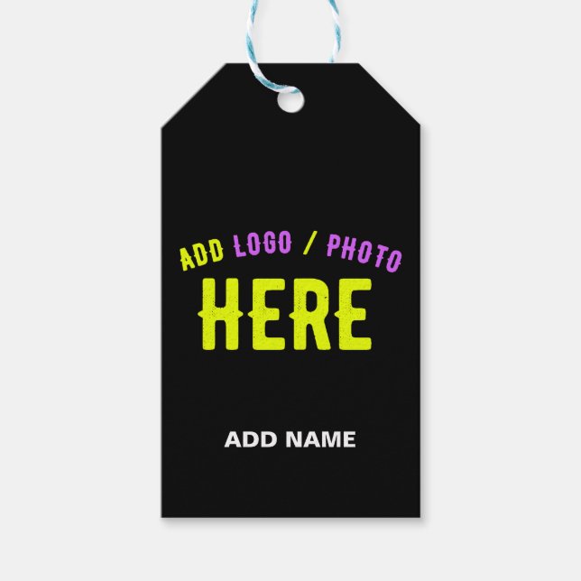 ÉTIQUETTES-CADEAU MODERNE ET MODERNE PERSONNALISABLE NOIR VÉRIFIÉ (Devant)