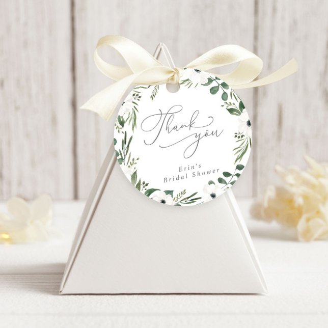 Étiquettes Cadeau Moderne Floral Dusty Green Eucalyptus Mariage Fave (Créateur téléchargé)