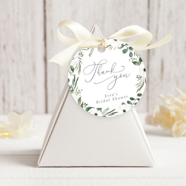 Étiquettes Cadeau Moderne Floral Dusty Green Eucalyptus Merci (Créateur téléchargé)