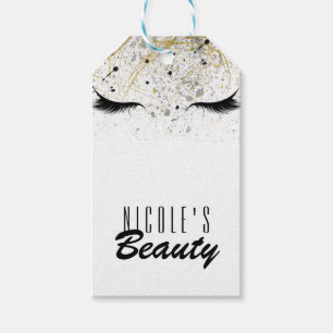 Étiquettes-cadeau Moderne Glam Or Argent Noir Cils Beauté