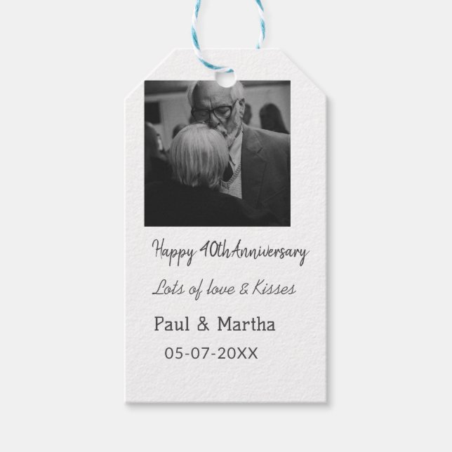 Étiquettes-cadeau Moderne heureux 40e anniversaire ajouter nom date  (Devant)