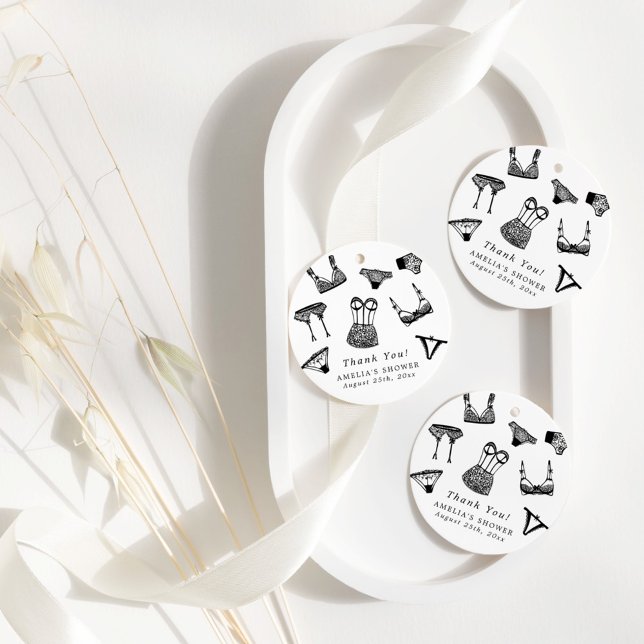 Étiquettes Cadeau Moderne lingerie de mariage écriture pinceau Showe (Créateur téléchargé)